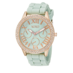 XOXO Womens XO8089 Gold Tone Stainless Steel Watch with Mint Green Silicone Band