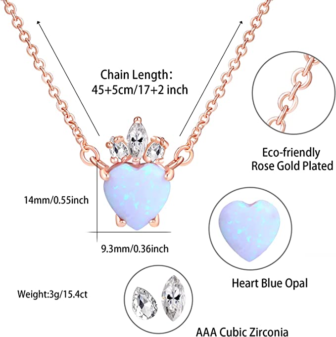 Rose Gold Plated Opal Heart Necklace 1